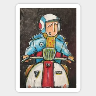 Retro Scooter, Classic Scooter, Scooterist, Scootering, Scooter Rider, Mod Art Sticker